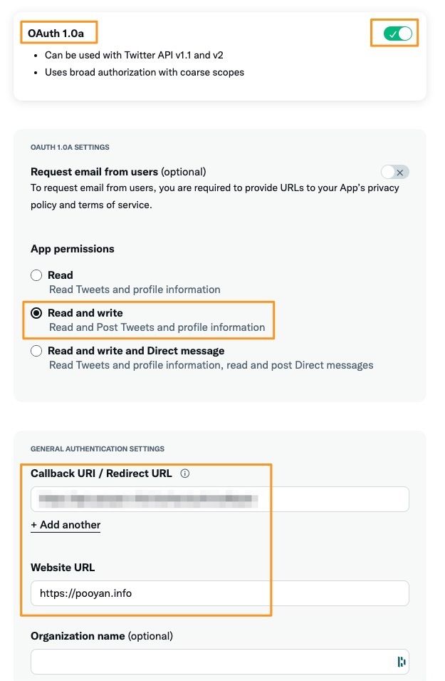 Auth setting details
