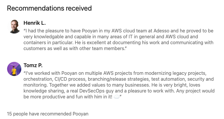 Recommendations on linkedIn