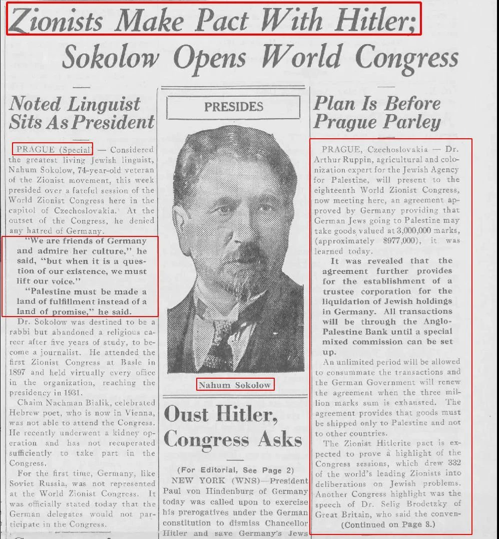 Nahum Sokolow the fifth President of the World Zionist Organization said: We are friends of Germany!