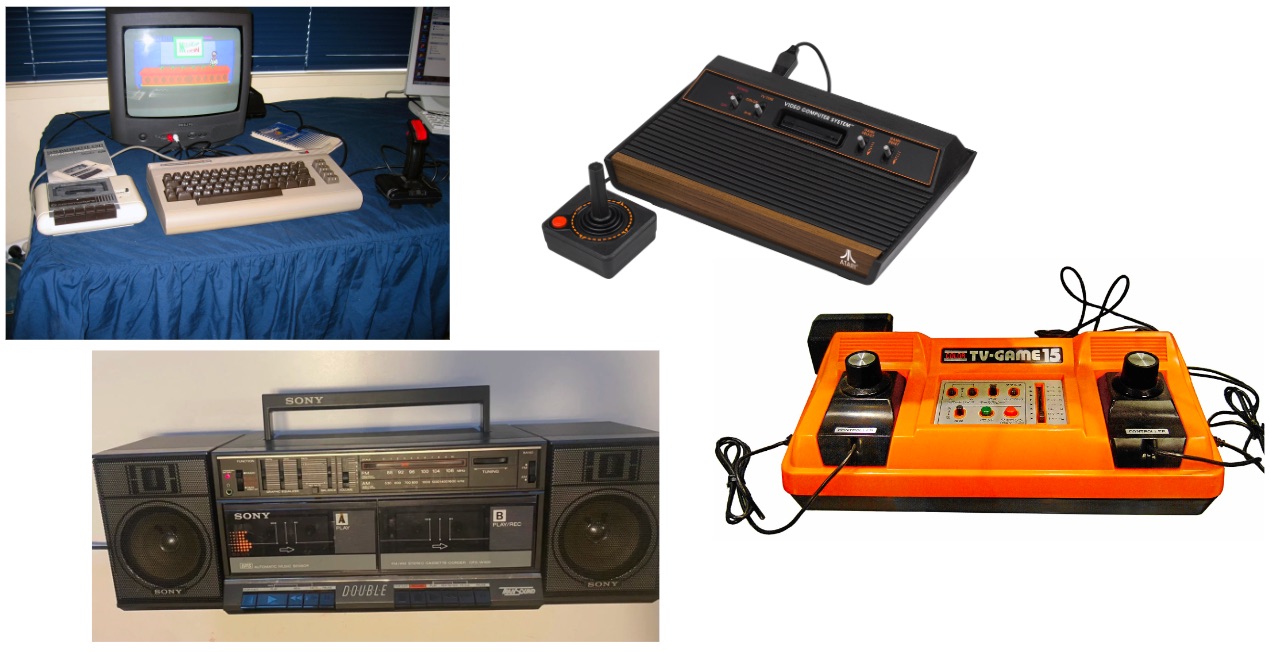 Good old dats with TV Game, Attari, and cassete tapes