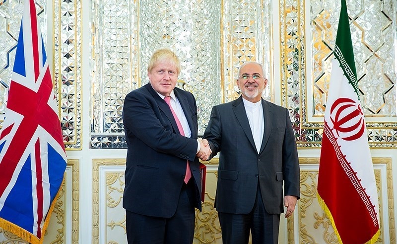 Iranian Foreign Minister Mohammad Javad Zarif with UK Foreign Secretary Boris Johnson, 9 December 2017